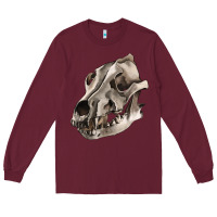 Burgundy Wolf skull Long Sleeve Tee - RanaPortraitStore