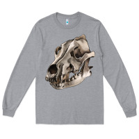 Heather Grey Wolf skull Long Sleeve Tee - RanaPortraitStore