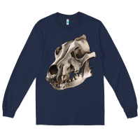 Navy Wolf skull Long Sleeve Tee - RanaPortraitStore