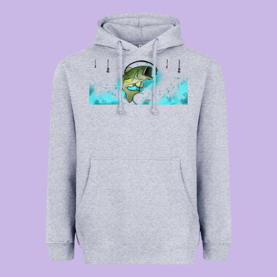 Jumping Bass Fishing 16oz Libbey Cup Heavyweight Hoodie Designed By Hra Design Shop