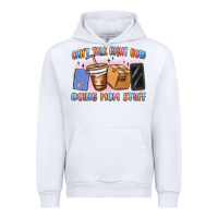 White can't talk right now doing mom stuff Urban Hoodie - MaliasSmallBusiness