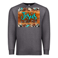 Charcoal Heather jesus loves you Premium Sweatshirt - JahusDesignShop