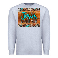 Heather Grey jesus loves you Premium Sweatshirt - JahusDesignShop
