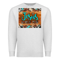 Oatmeal Heather jesus loves you Premium Sweatshirt - JahusDesignShop