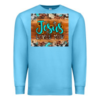 Ocean Blue jesus loves you Premium Sweatshirt - JahusDesignShop