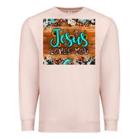 Pale Pink jesus loves you Premium Sweatshirt - JahusDesignShop