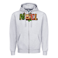 Heather Grey reindeer noel christmas Zipper Hoodie - RanaPortraitStore