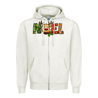 Oatmeal Heather reindeer noel christmas Zipper Hoodie - RanaPortraitStore