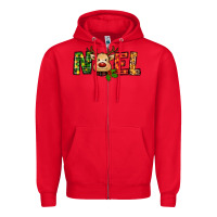 Red reindeer noel christmas Zipper Hoodie - RanaPortraitStore