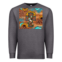 Charcoal Heather leopard cross sunflower Premium Sweatshirt - JahusDesignShop