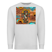 Dove Grey leopard cross sunflower Premium Sweatshirt - JahusDesignShop