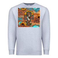 Heather Grey leopard cross sunflower Premium Sweatshirt - JahusDesignShop