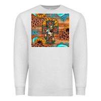 Oatmeal Heather leopard cross sunflower Premium Sweatshirt - JahusDesignShop