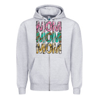 Heather Grey mom mom mom mothers day Zipper Hoodie - texasbilliewilder