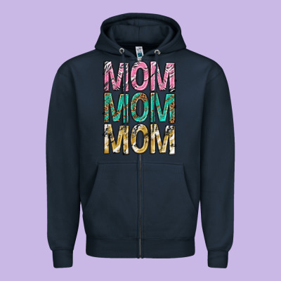 Mom Mom Mom Mothers Day Zipper Hoodie Designed By Texasbilliewilder