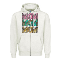 Oatmeal Heather mom mom mom mothers day Zipper Hoodie - texasbilliewilder