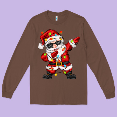 Long Sleeve Tee dabbing santa with christmas lights