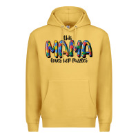 Antique Gold this mama loves her puzzle Premium Hoodie - MaliasSmallBusiness