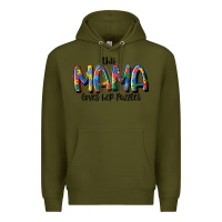 Army Green this mama loves her puzzle Premium Hoodie - MaliasSmallBusiness