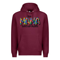 Burgundy this mama loves her puzzle Premium Hoodie - MaliasSmallBusiness