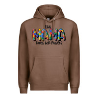 Chestnut this mama loves her puzzle Premium Hoodie - MaliasSmallBusiness