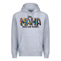 Heather Grey this mama loves her puzzle Premium Hoodie - MaliasSmallBusiness
