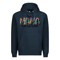 Navy this mama loves her puzzle Premium Hoodie - MaliasSmallBusiness