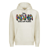Oatmeal Heather this mama loves her puzzle Premium Hoodie - MaliasSmallBusiness