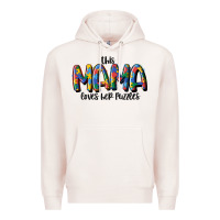 Pale Pink this mama loves her puzzle Premium Hoodie - MaliasSmallBusiness