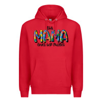 Red this mama loves her puzzle Premium Hoodie - MaliasSmallBusiness