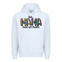 White this mama loves her puzzle Premium Hoodie - MaliasSmallBusiness