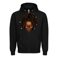 Black afro locs messy bun Zipper Hoodie - texasbilliewilder