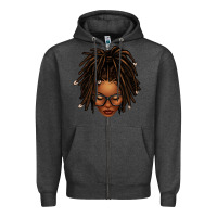 Charcoal Heather afro locs messy bun Zipper Hoodie - texasbilliewilder