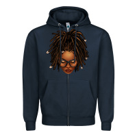 Navy afro locs messy bun Zipper Hoodie - texasbilliewilder