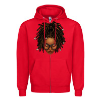Red afro locs messy bun Zipper Hoodie - texasbilliewilder