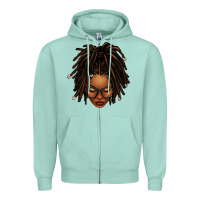 Seafoam afro locs messy bun Zipper Hoodie - texasbilliewilder