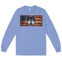 Colony Blue Wolf with american flag and leopard Long Sleeve Tee - RanaPortraitStore