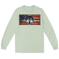 Matcha Wolf with american flag and leopard Long Sleeve Tee - RanaPortraitStore