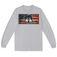 Moon Dust Wolf with american flag and leopard Long Sleeve Tee - RanaPortraitStore