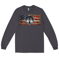 Smoke Wolf with american flag and leopard Long Sleeve Tee - RanaPortraitStore