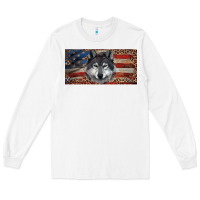 White Wolf with american flag and leopard Long Sleeve Tee - RanaPortraitStore