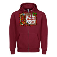 Burgundy merry christmas yall Zipper Hoodie - RanaPortraitStore