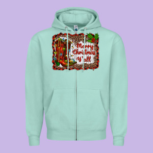 Merry Christmas Yall Zipper Hoodie Designed By Ranaportraitstore