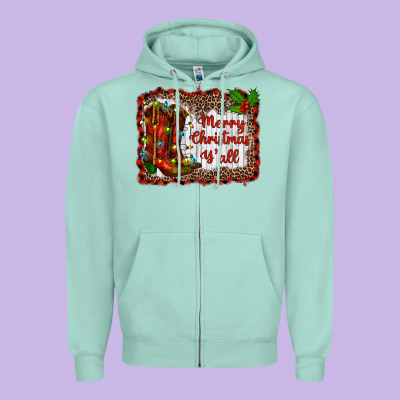 Merry Christmas Yall Zipper Hoodie Designed By Ranaportraitstore