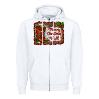 White merry christmas yall Zipper Hoodie - RanaPortraitStore