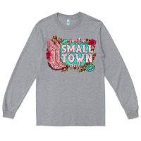 Heather Grey just a small town girl cowgirl boots Long Sleeve Tee - texasbilliewilder