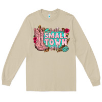 Mushroom just a small town girl cowgirl boots Long Sleeve Tee - texasbilliewilder