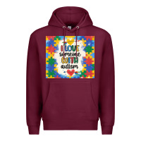 Burgundy ı love someone with autism Premium Hoodie - MaliasSmallBusiness
