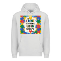 Dove Grey ı love someone with autism Premium Hoodie - MaliasSmallBusiness