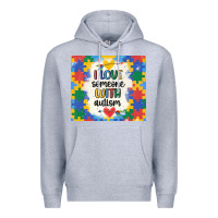 Heather Grey ı love someone with autism Premium Hoodie - MaliasSmallBusiness